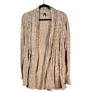 STETSON Women's Long Sleeve Floral Print Crinkle Knit Cardigan‎ Beige L western